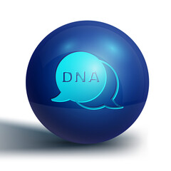 Blue DNA symbol icon isolated on white background. Blue circle button. Vector