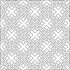 Geometric vector pattern with triangular elements. Seamless abstract ornament for wallpapers and backgrounds. Black and white colors. 