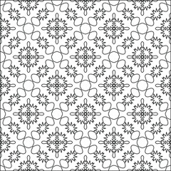 Geometric vector pattern with triangular elements. Seamless abstract ornament for wallpapers and backgrounds. Black and white colors. 