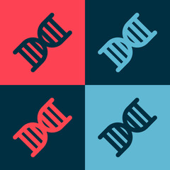 Pop art DNA symbol icon isolated on color background. Vector