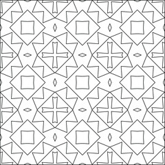 Geometric vector pattern with triangular elements. Seamless abstract ornament for wallpapers and backgrounds. Black and white colors. 
