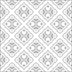 Geometric vector pattern with triangular elements. Seamless abstract ornament for wallpapers and backgrounds. Black and white colors. 