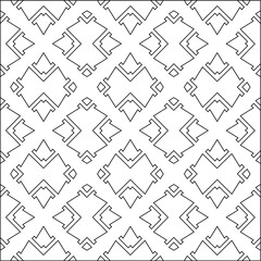 Geometric vector pattern with triangular elements. Seamless abstract ornament for wallpapers and backgrounds. Black and white colors. 