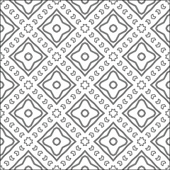 Geometric vector pattern with triangular elements. Seamless abstract ornament for wallpapers and backgrounds. Black and white colors. 
