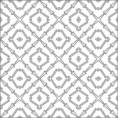 Geometric vector pattern with triangular elements. Seamless abstract ornament for wallpapers and backgrounds. Black and white colors. 