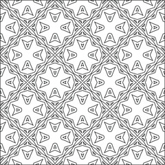 Geometric vector pattern with triangular elements. Seamless abstract ornament for wallpapers and backgrounds. Black and white colors. 