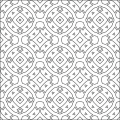 Geometric vector pattern with triangular elements. Seamless abstract ornament for wallpapers and backgrounds. Black and white colors. 