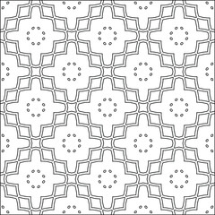  Geometric vector pattern with triangular elements. Seamless abstract ornament for wallpapers and backgrounds. Black and white colors. 