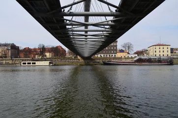 Foto auf Glas Kładka Ojca Bernatka w Krakowie/Father Bernatek footbridge in Cracow, Lesser Poland, Poland  © Pictofotius