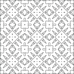  Geometric vector pattern with triangular elements. Seamless abstract ornament for wallpapers and backgrounds. Black and white colors. 