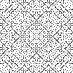 Geometric vector pattern with triangular elements. Seamless abstract ornament for wallpapers and backgrounds. Black and white colors. 