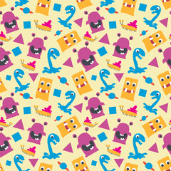 seamless pattern with monsters vector illustration