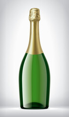 Color Glass Bottle on background with Gold Foil. 