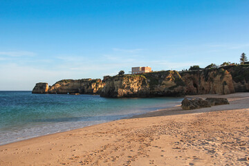 Fototapeta na wymiar Praia dos Estudantes beach in Lagos, Algarve, Portugal