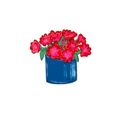bouquet of red roses in a blue vase