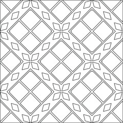 Geometric vector pattern with triangular elements. Seamless abstract ornament for wallpapers and backgrounds. Black and white colors. 