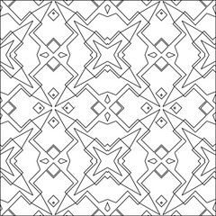 Geometric vector pattern with triangular elements. Seamless abstract ornament for wallpapers and backgrounds. Black and white colors. 