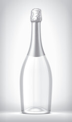 Glass Bottle on background with Silver Foil. 
