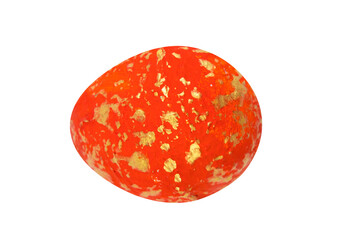 Happy Easter card. Colorful egg on isolated white background. Copy space for text.