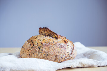 Sourdough artisan bread loaf of traditional Homemade rye starter