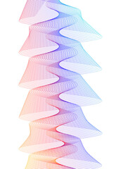 Design elements. Wave of many lines. Abstract vertical wavy stripes on white background isolated. Creative line art. Vector illustration EPS 10. Colourful waves with lines created using Blend Tool