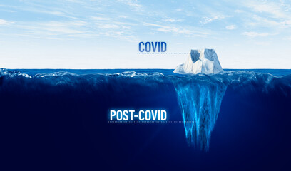 Covid and post-covid era concept with iceberg