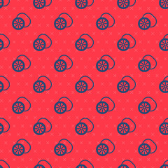 Blue line Kiwi fruit icon isolated seamless pattern on red background. Vector