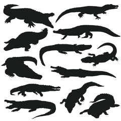 Crocodile Silhouette Animal Clip Art Illustration. Alligator Vector Design Icon  Animals.