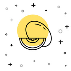 Black line Melon fruit icon isolated on white background. Random dynamic shapes. Vector