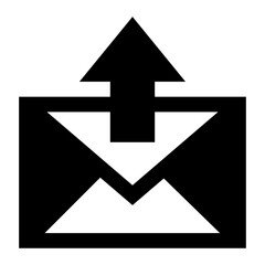 
An icon of upload mail, linear design 


