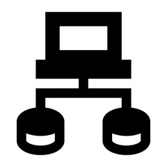 
An editable linear icon of laptop server storage

