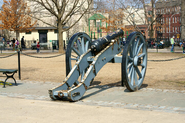 Antique cannon in Bennett Park. New York City