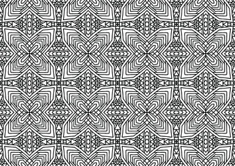 tile with floral ornaments drawn in folk style on a white background for coloring, vector