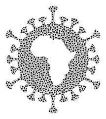 Vector African virus covid-2019 mosaic icon organized for pharmacy projects. African virus mosaic is designed of little covid infection elements.