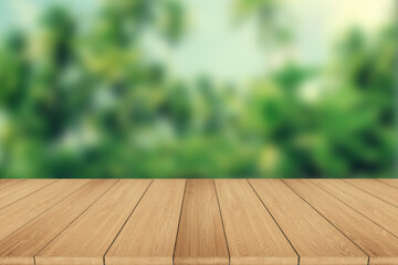Wooden board empty table in front of blurred background. Can be used for display or montage your products.Mock up for display of product.