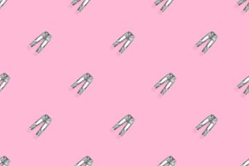 Denim pants seamless pattern. Bright background from jeans. 