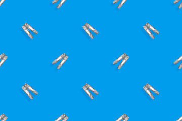 Denim pants seamless pattern. Bright background from jeans. 