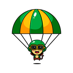 cute monkey character design themed playing a parachute