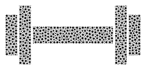 Vector barbell covid-2019 mosaic icon done for medicare advertisement. Barbell mosaic is done from tiny covid viral items.