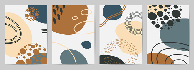 Abstract wall arts vector. Trendy set, Modern Poster Art. Design for wall framed prints, canvas poster, artwork as postcard or brochure.Vector illustration.