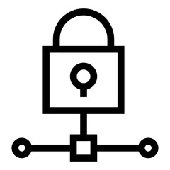 
Padlock with connections, linear icon of secure network 

