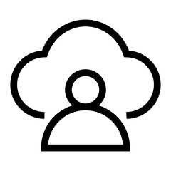 
Cloud profile linear icon, human being with cloud 

