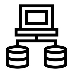 
An editable linear icon of laptop server storage


