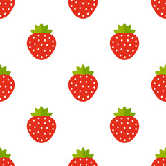Strawberry pattern. Wild strawberries fruits. Vector illustration.
