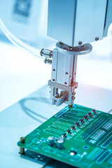 automatic robot for print circuit board (PCB)assembly machine part at factory