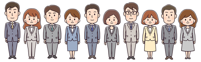 スーツ姿の男女の集団