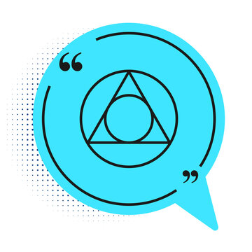 recommend clip art: Black line Triangle math icon isolated on white background. Blue speech bubble symbol. Vector