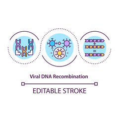 Viral DNA recombination concept icon. Producing new combinations idea thin line illustration. Genetic material generation, reassortment. Vector isolated outline RGB color drawing. Editable stroke