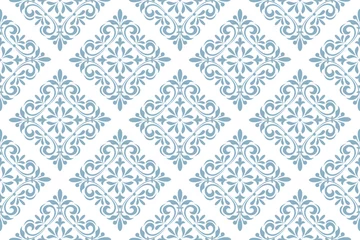 Foto op Plexiglas Wallpaper in the style of Baroque. Seamless vector background. White and blue floral ornament. Graphic pattern for fabric, wallpaper, packaging. Ornate Damask flower ornament © ELENA
