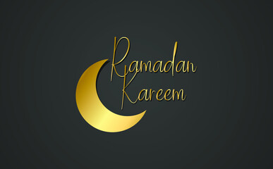 Ramadan Kareem greeting background islamic symbol crescent with arabic pattern - line calligraphy and lantern